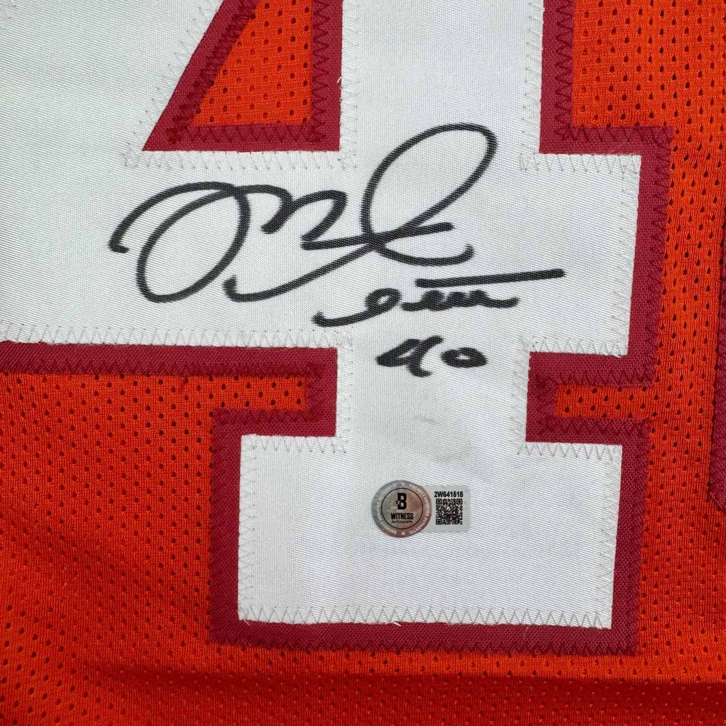 Autographed/Signed Mike Alstott Tampa Bay Orange Creamsicle Football Jersey Beckett BAS COA - Golden Apple Comics