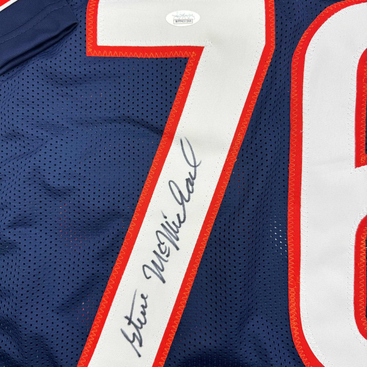 Autographed/Signed Steve McMichael Chicago Blue Football Jersey JSA COA