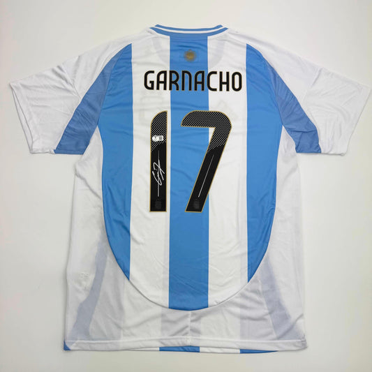 Autographed/Signed Alejandro Garnacho Argentina Blue Soccer Futbol Jersey Beckett BAS COA #2
