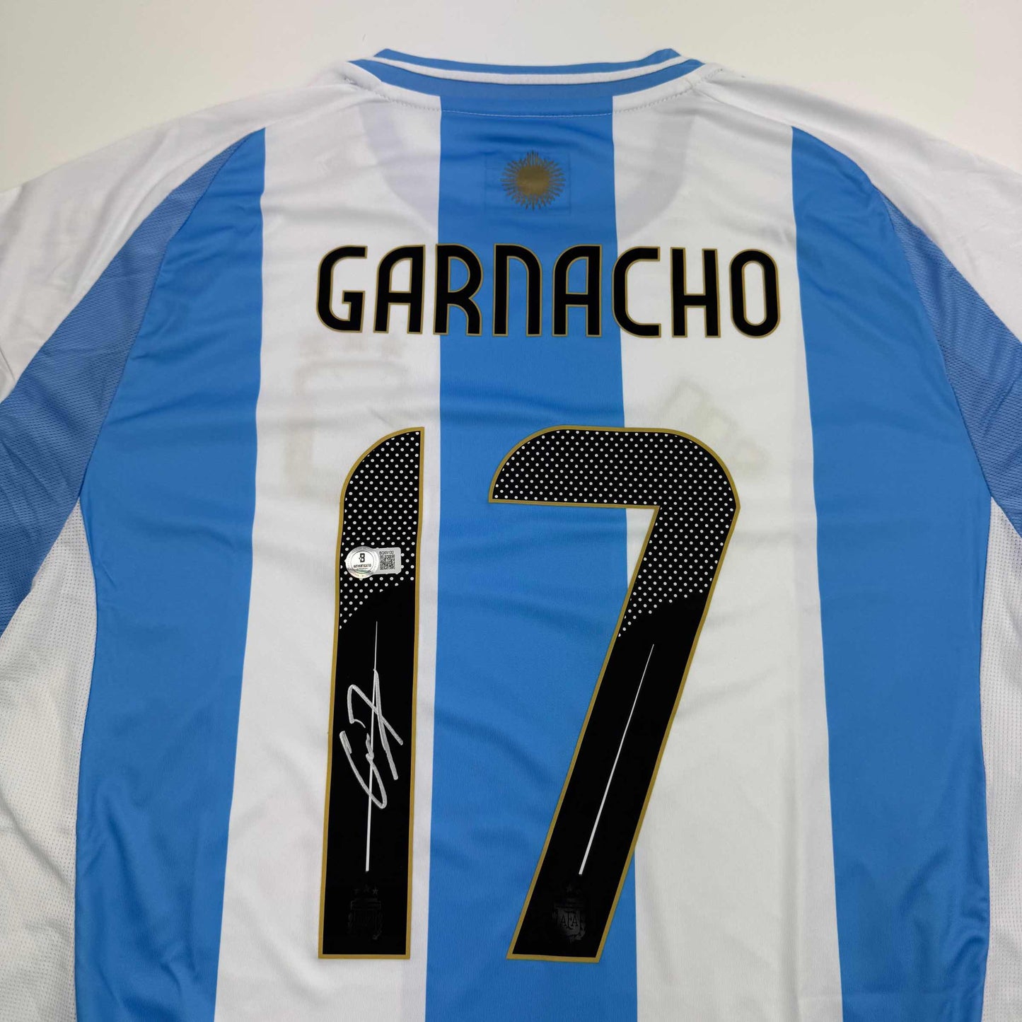 Autographed/Signed Alejandro Garnacho Argentina Blue Soccer Futbol Jersey Beckett BAS COA #2