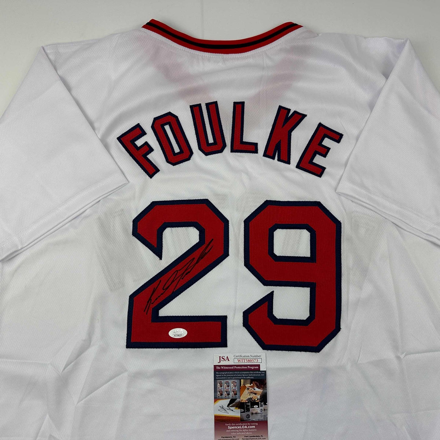 Autographed/Signed Keith Foulke Boston White Baseball Jersey JSA COA