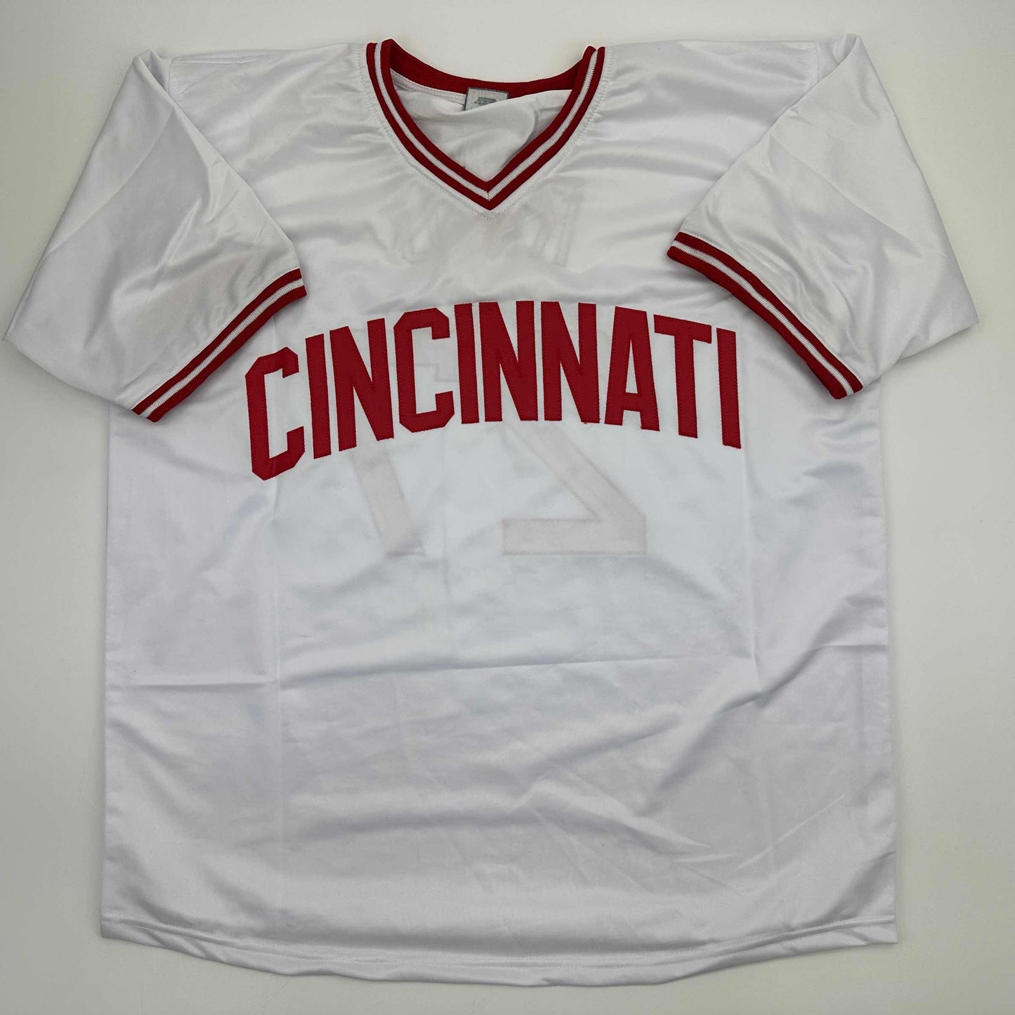 Autographed/Signed Jose Rijo 90 WS MVP Cincinnati White Baseball Jersey Beckett BAS COA