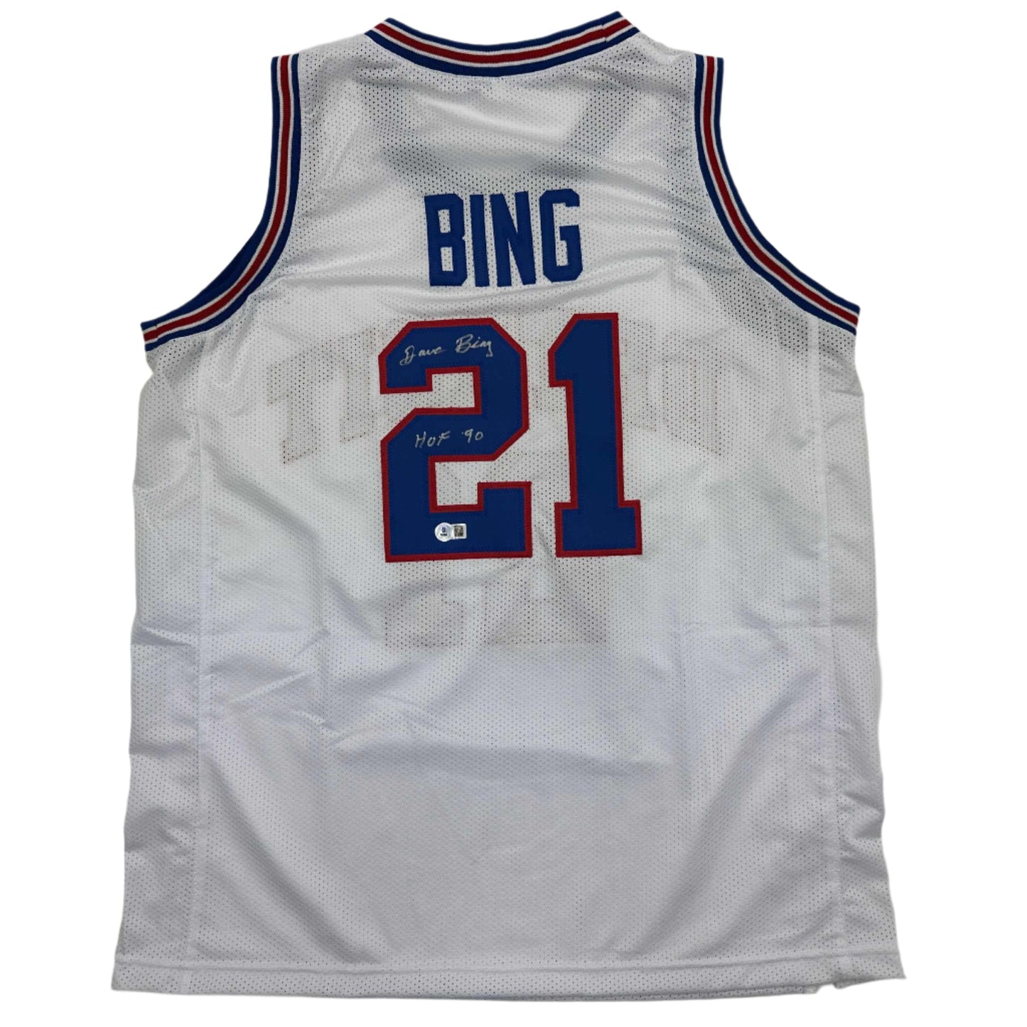 Autographed/Signed Dave Bing HOF 90 Detroit White Basketball Jersey Beckett BAS COA