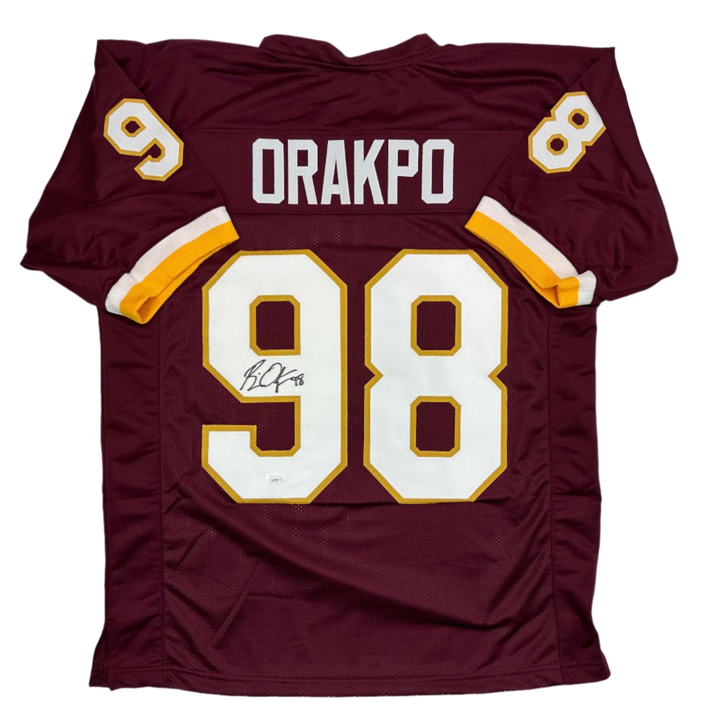 Autographed/Signed Brian Orakpo Washington Burgundy Football Jersey JSA COA