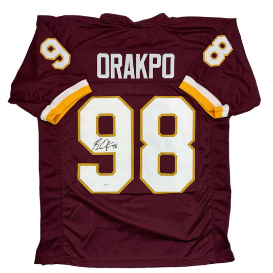 Autographed/Signed Brian Orakpo Washington Burgundy Football Jersey JSA COA