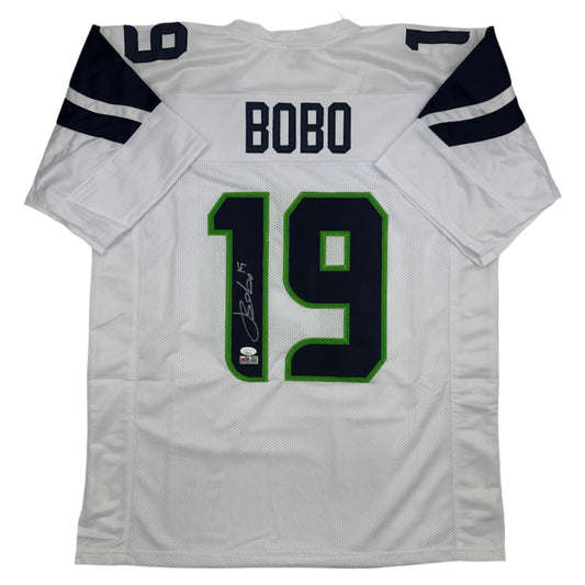 Autographed/Signed Jake Bobo Seattle White Football Jersey JSA COA