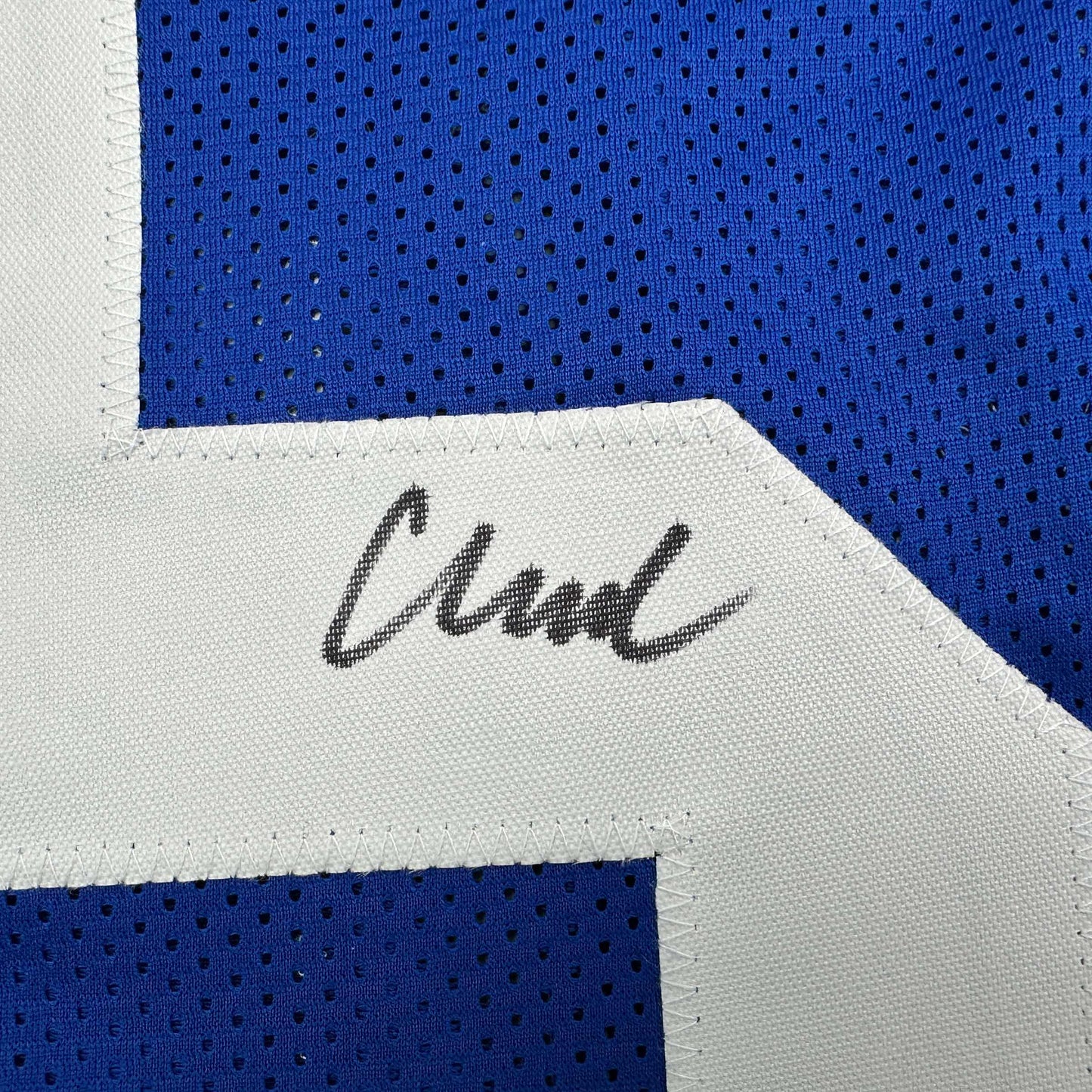 Autographed/Signed Abdul Carter New York Blue Football Jersey Beckett BAS COA