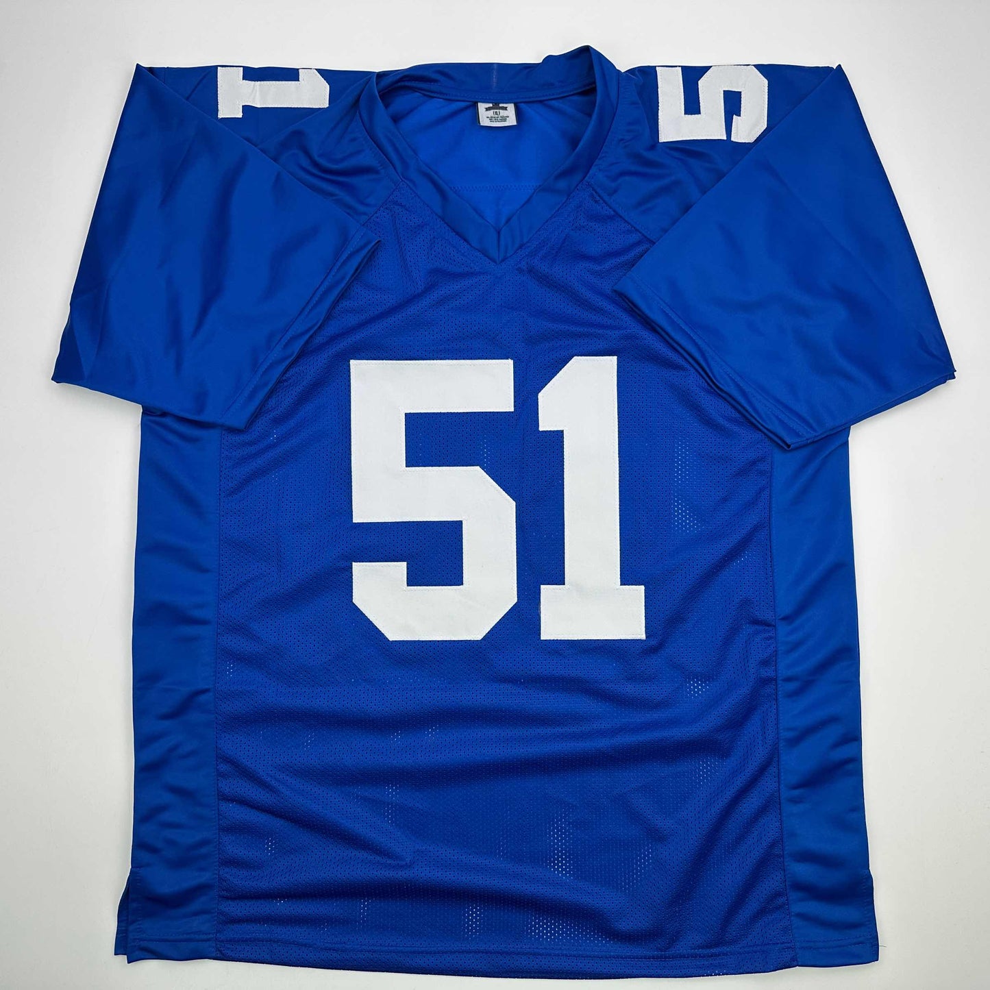 Autographed/Signed Abdul Carter New York Blue Football Jersey Beckett BAS COA