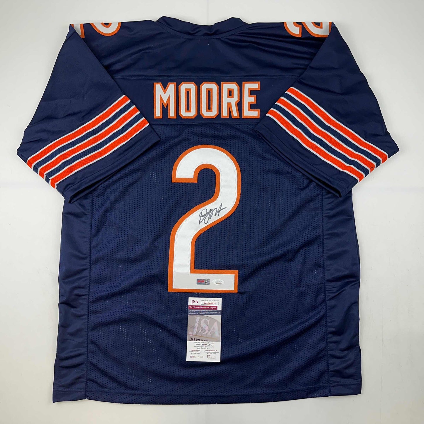 Autographed/Signed D.J. DJ Moore Chicago Blue Football Jersey Beckett BAS COA