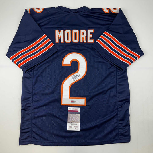 Autographed/Signed D.J. DJ Moore Chicago Blue Football Jersey Beckett BAS COA