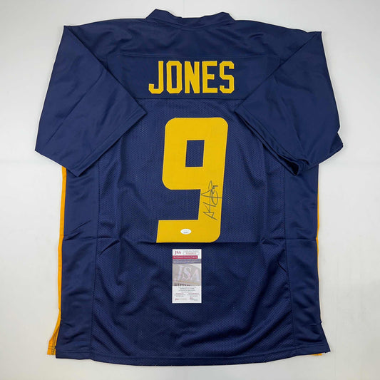 Autographed/Signed Adam Pacman Jones West Virginia Blue College Football Jersey JSA COA