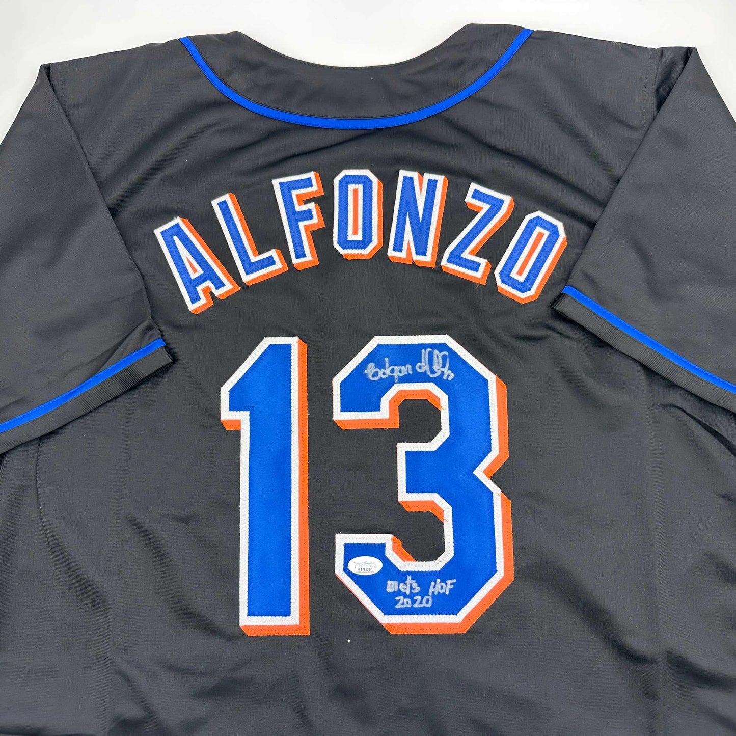 Autographed/Signed Edgardo Alfonzo New York Black Baseball Jersey JSA COA