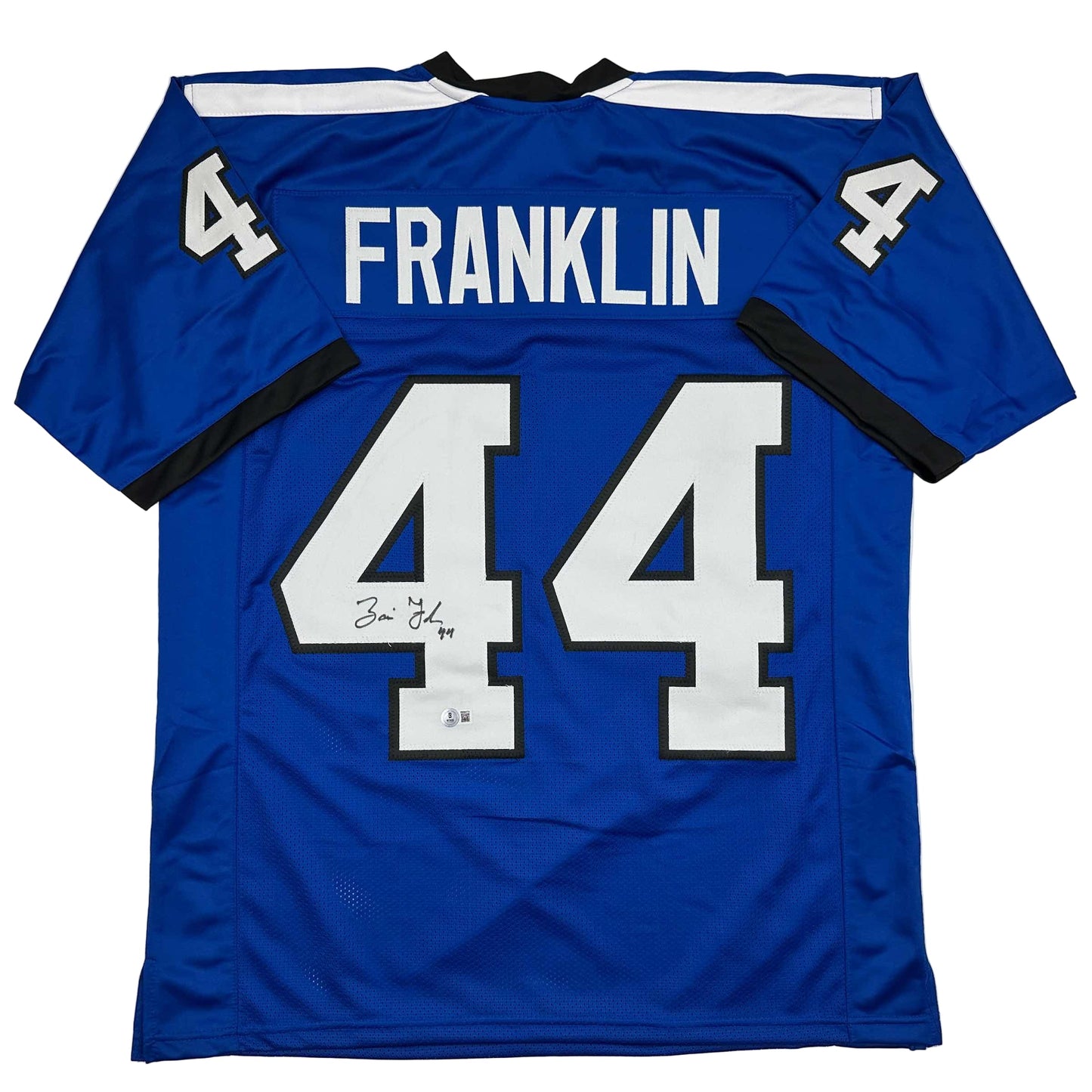 Autographed/Signed Zaire Franklin Indianapolis 2025 Style Blue Football Jersey Beckett BAS COA