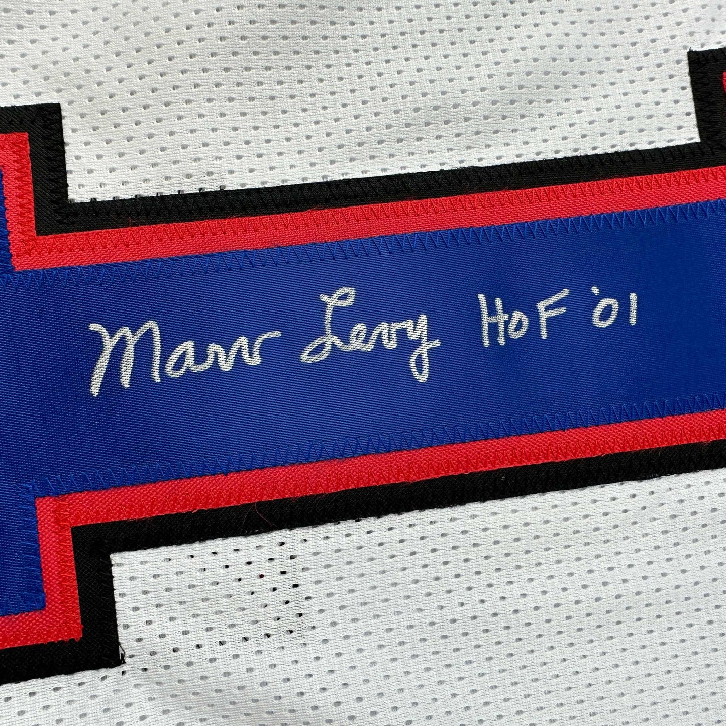 Autographed/Signed Coach Marv Levy HOF 01 Buffalo White Football Jersey Beckett BAS COA