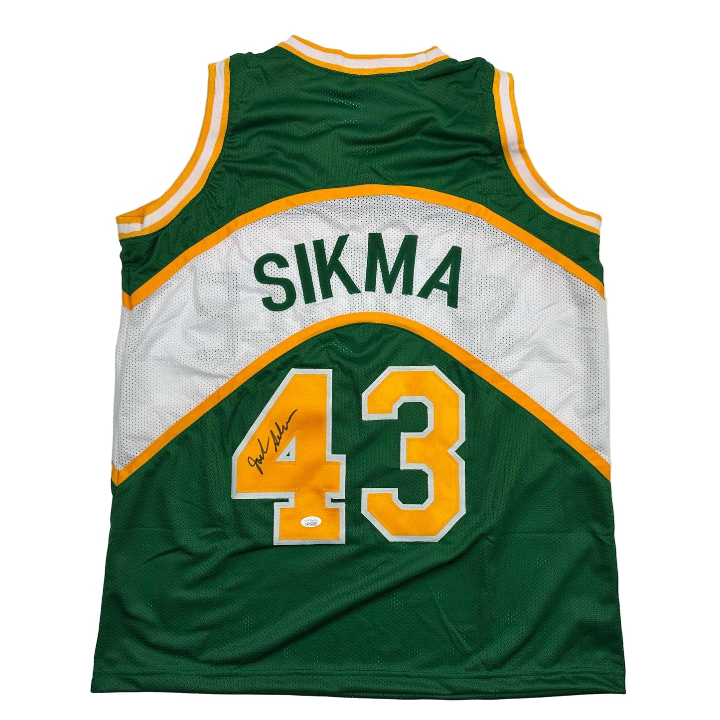 Autographed/Signed Jack Sikma Seattle Green Basketball Jersey JSA COA