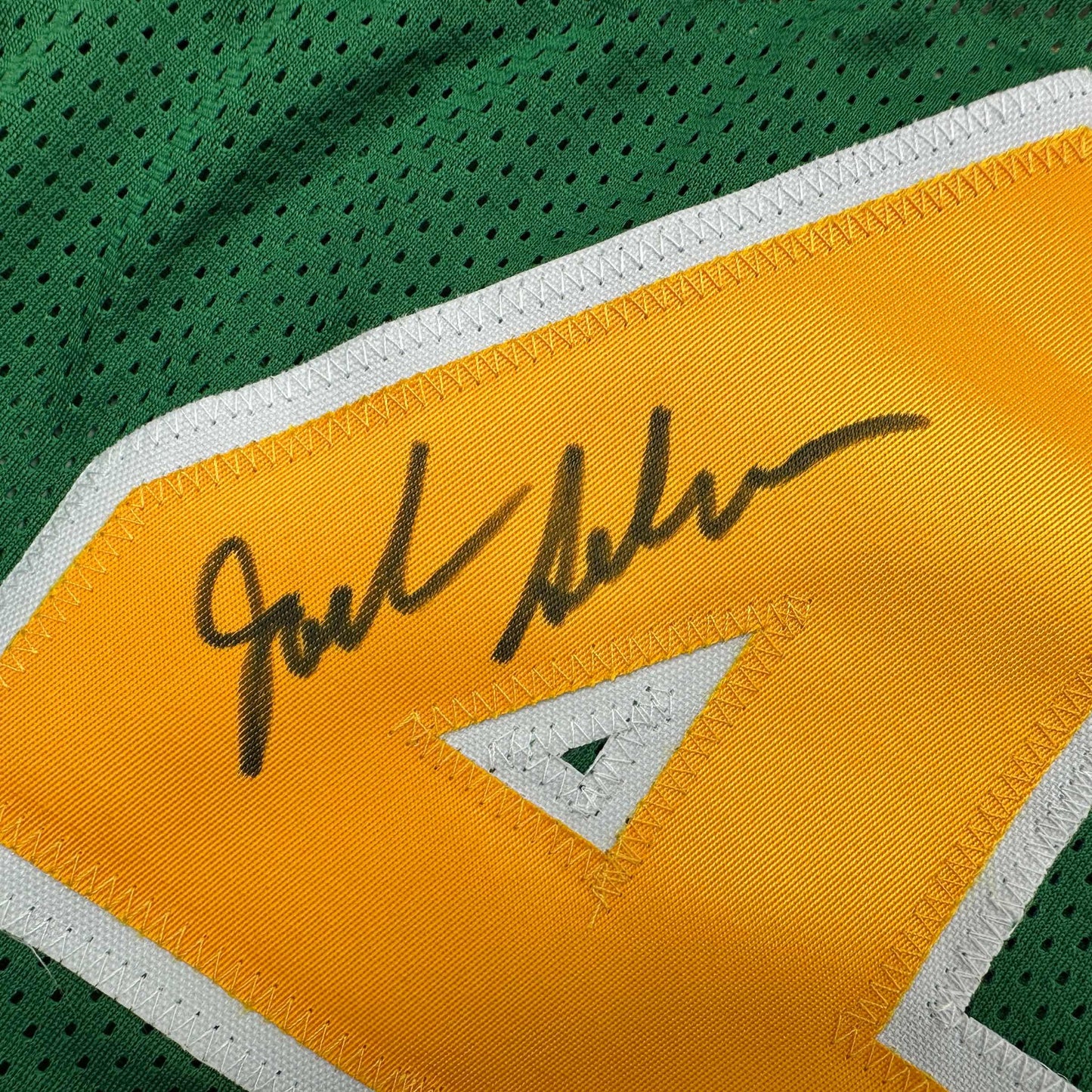 Autographed/Signed Jack Sikma Seattle Green Basketball Jersey JSA COA