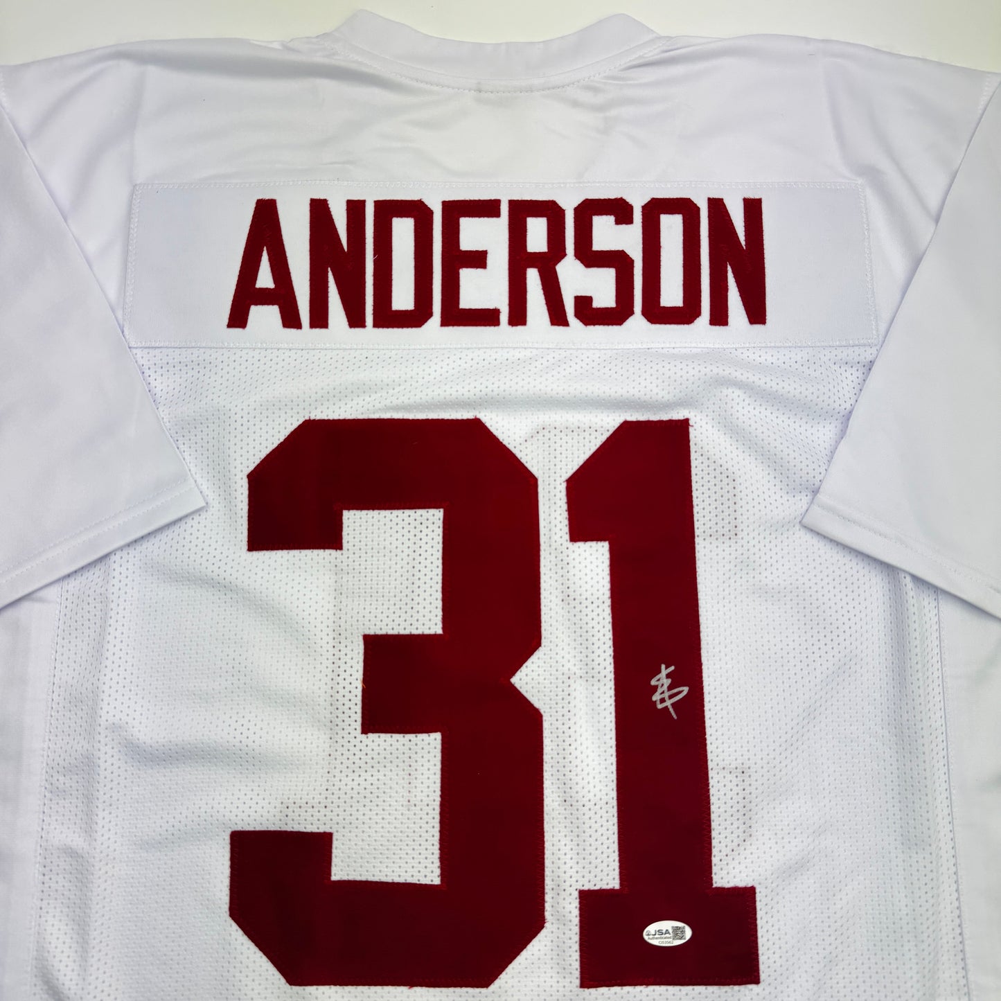 Autographed/Signed Will Anderson Alabama White College Football Jersey Beckett BAS COA