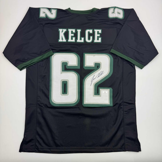 Autographed/Signed Jason Kelce Philadelphia Black Football Jersey PSA COA