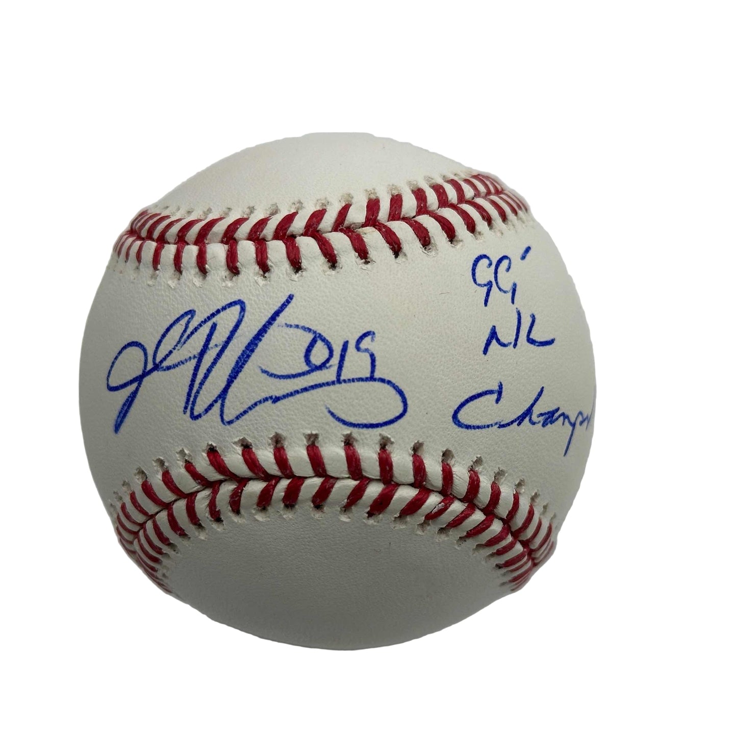 Autographed/Signed John Rocker 99 NL Champs Rawlings Official Major League ROML Baseball JSA COA