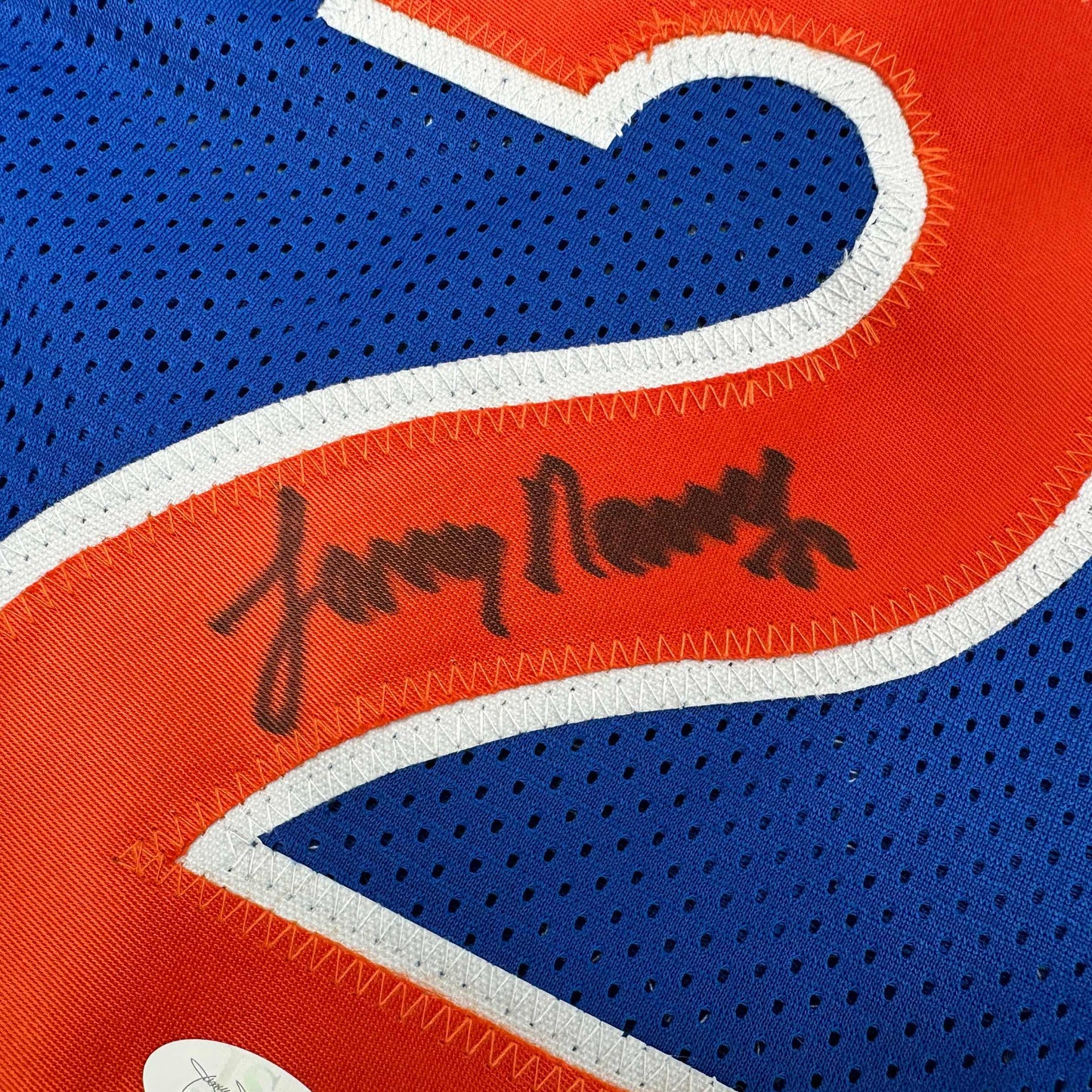 Autographed/Signed Larry Nance Cleveland Blue Basketball Jersey JSA COA