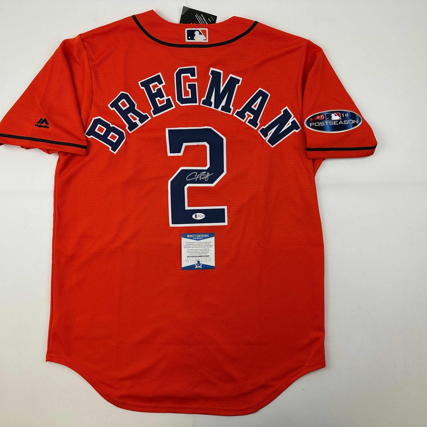 Autographed/Signed Alex Bregman Houston Astros Authentic Orange Baseball Jersey Beckett BAS COA