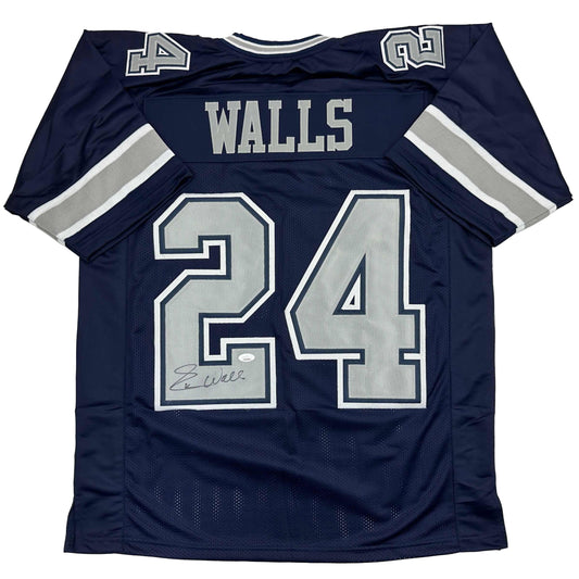 Autographed/Signed Everson Walls Dallas Blue Football Jersey JSA COA