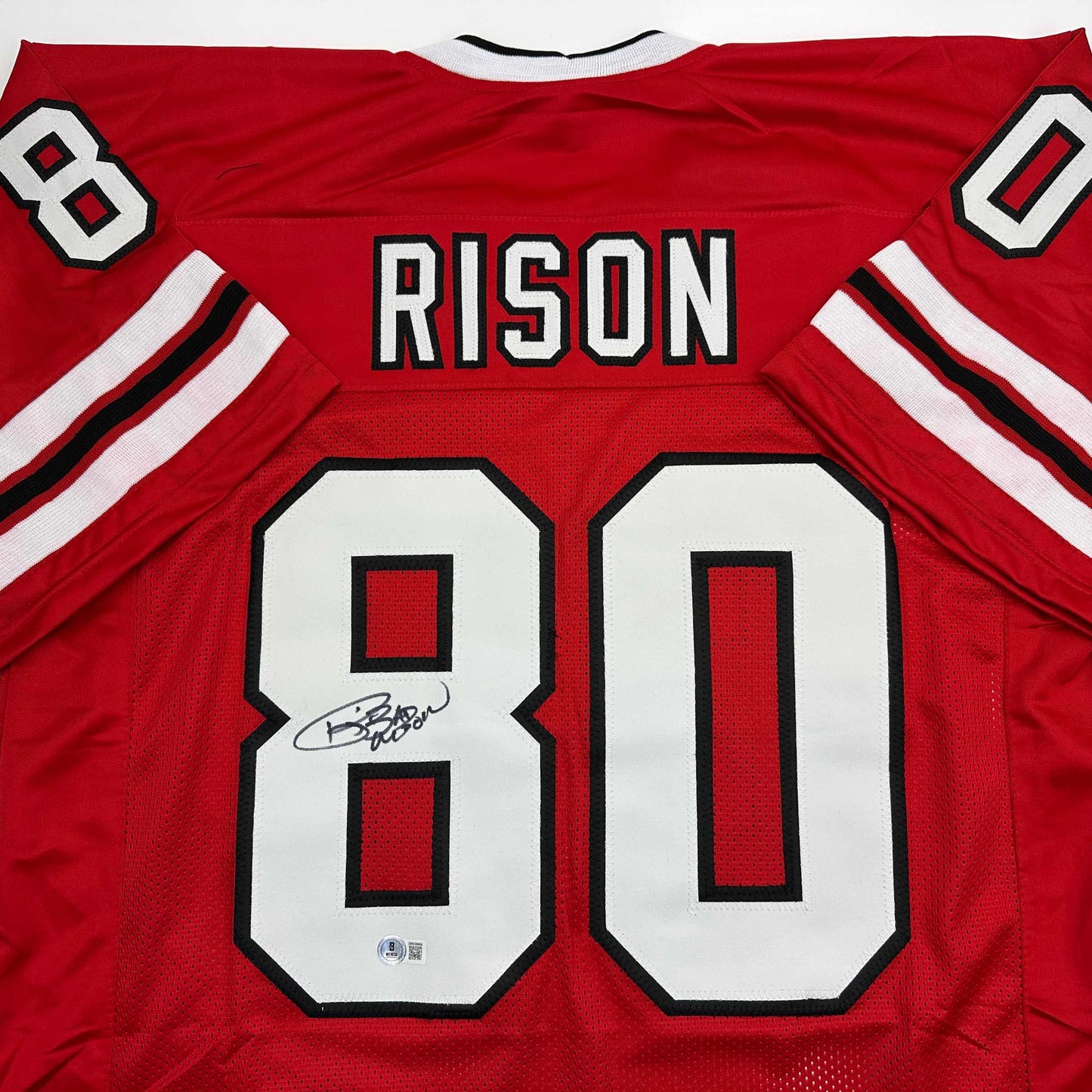 Autographed/Signed Andre Rison Atlanta Red Football Jersey Beckett BAS COA