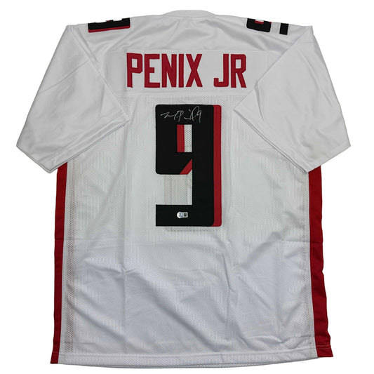Autographed/Signed Michael Penix Jr. Atlanta White Football Jersey Beckett BAS COA