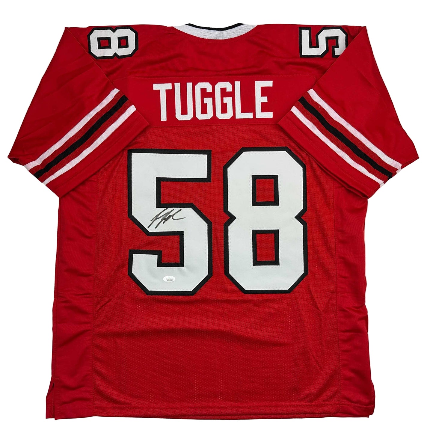 Autographed/Signed Jessie Tuggle Atlanta Red Football Jersey JSA COA