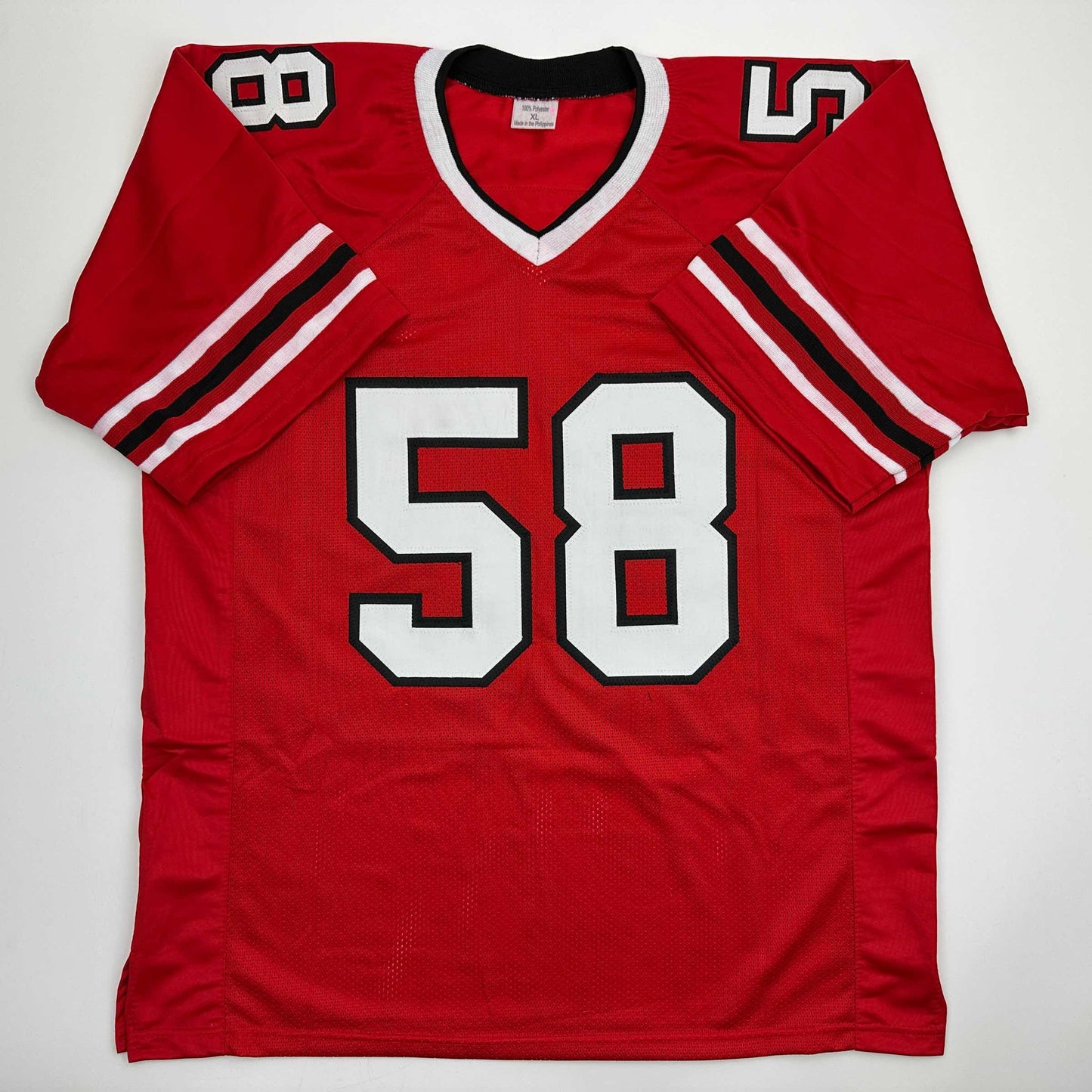 Autographed/Signed Jessie Tuggle Atlanta Red Football Jersey JSA COA