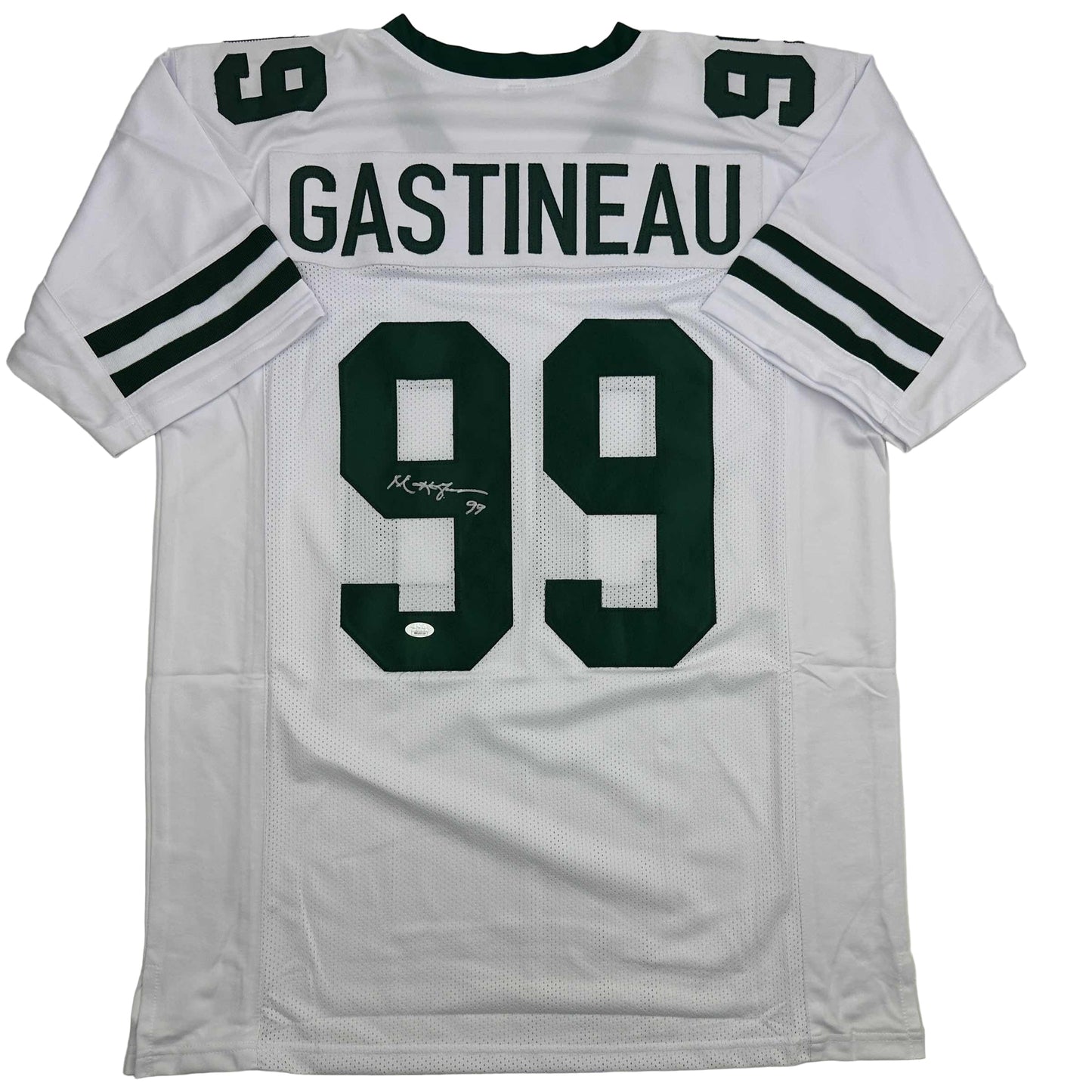 Autographed/Signed Mark Gastineau New York White Football Jersey JSA COA
