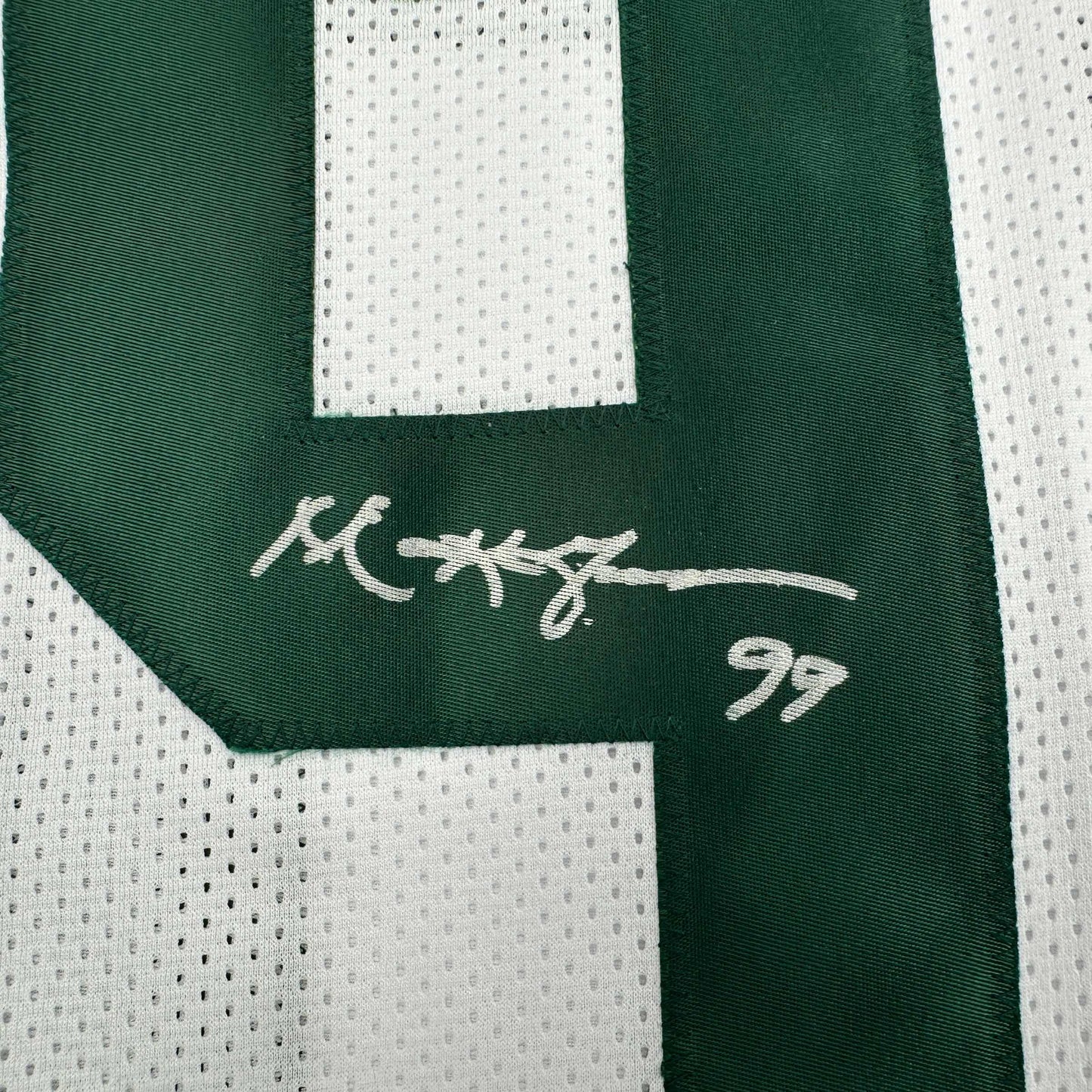 Autographed/Signed Mark Gastineau New York White Football Jersey JSA COA
