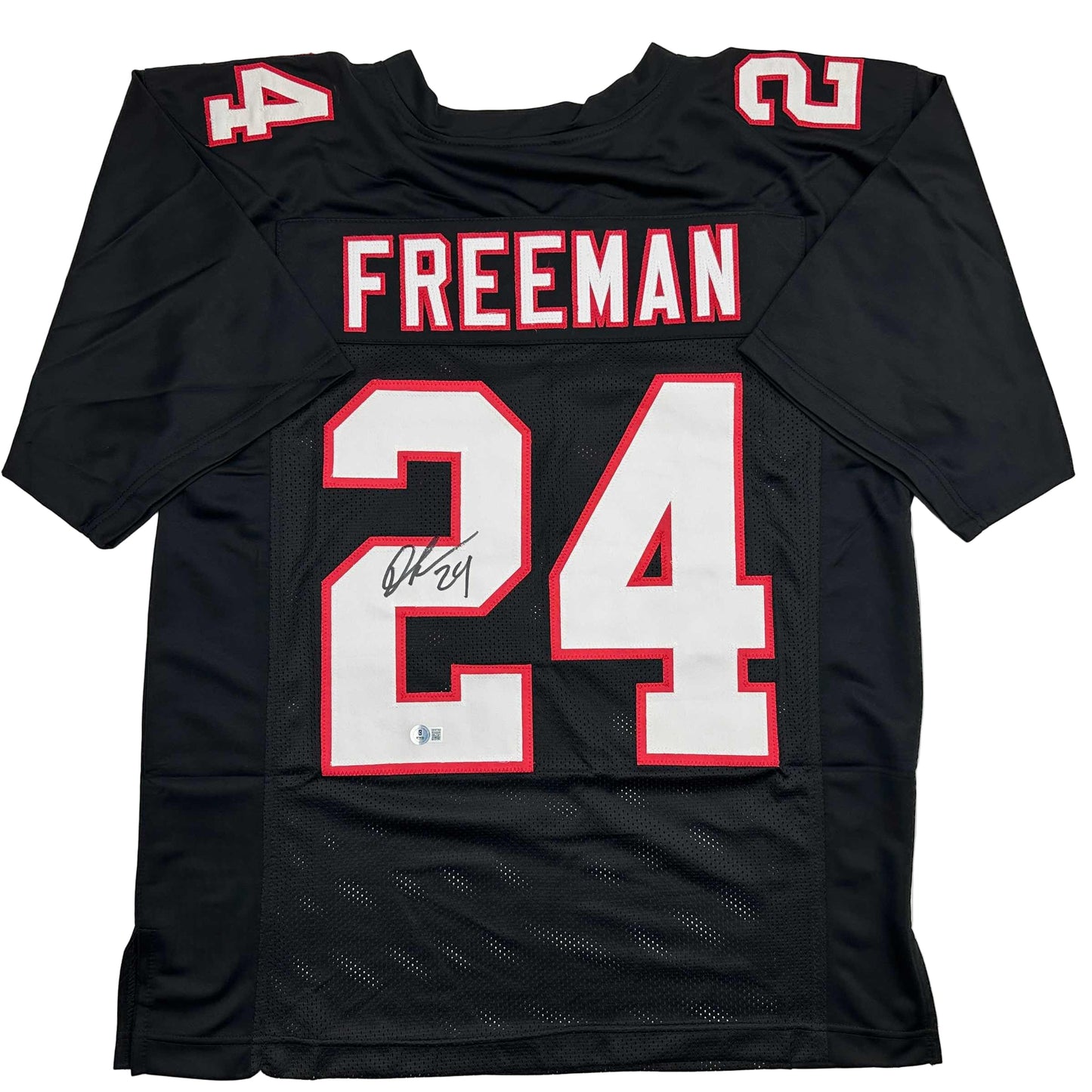 Autographed/Signed Devonta Freeman Atlanta Retro Black Football Jersey Beckett BAS COA