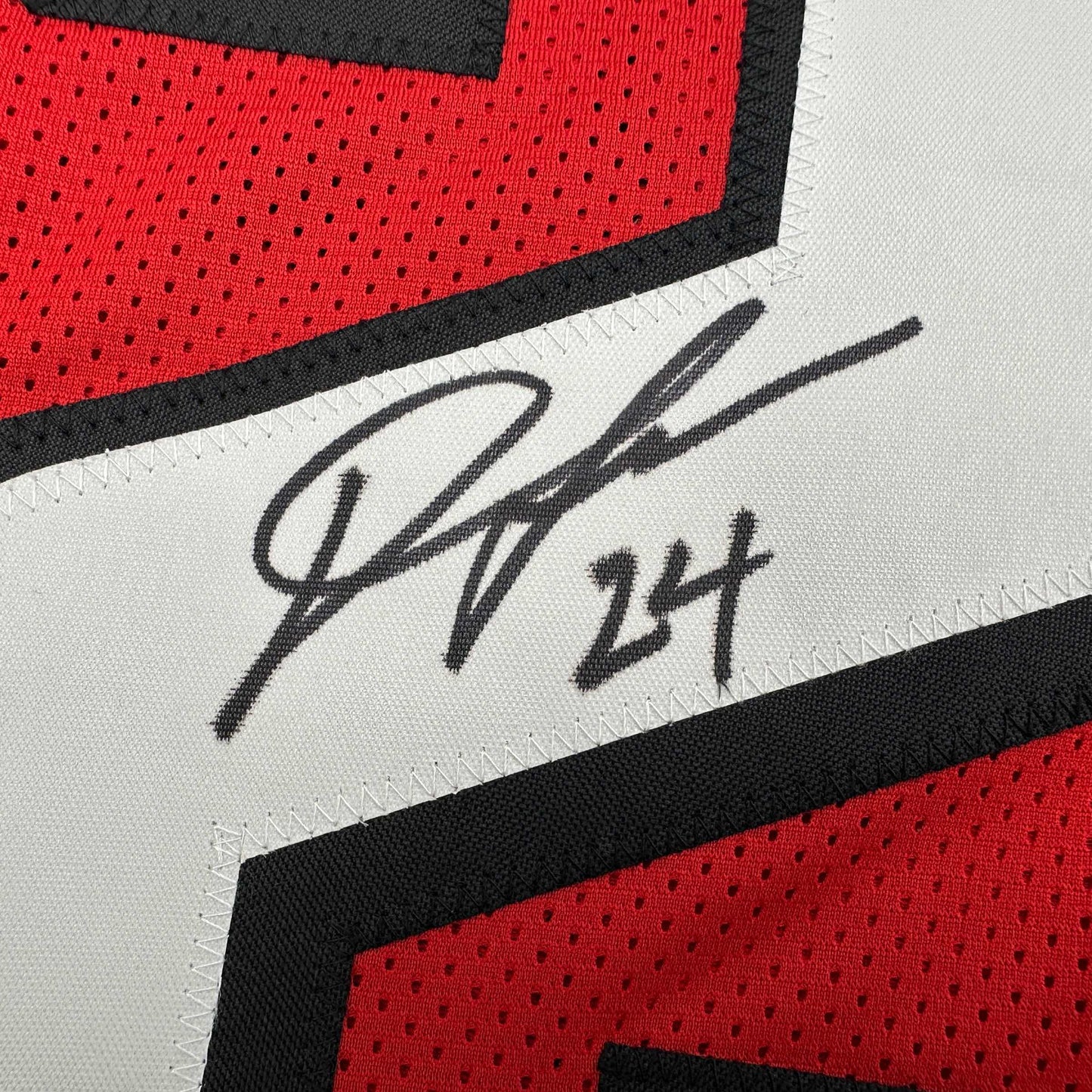 Autographed/Signed Devonta Freeman Atlanta Red Football Jersey Beckett BAS COA