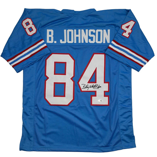Autographed/Signed Billy White Shoes Johnson Tennessee Retro Light Blue Football Jersey JSA COA