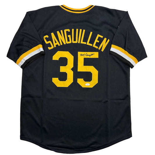 Autographed/Signed Manny Sanguillen Pittsburgh Black Baseball Jersey JSA COA