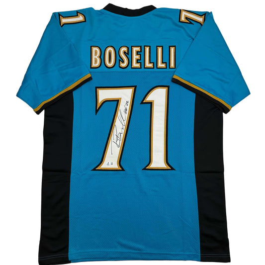 Autographed/Signed Tony Boselli HOF 22 Jacksonville Teal Football Jersey Beckett BAS COA