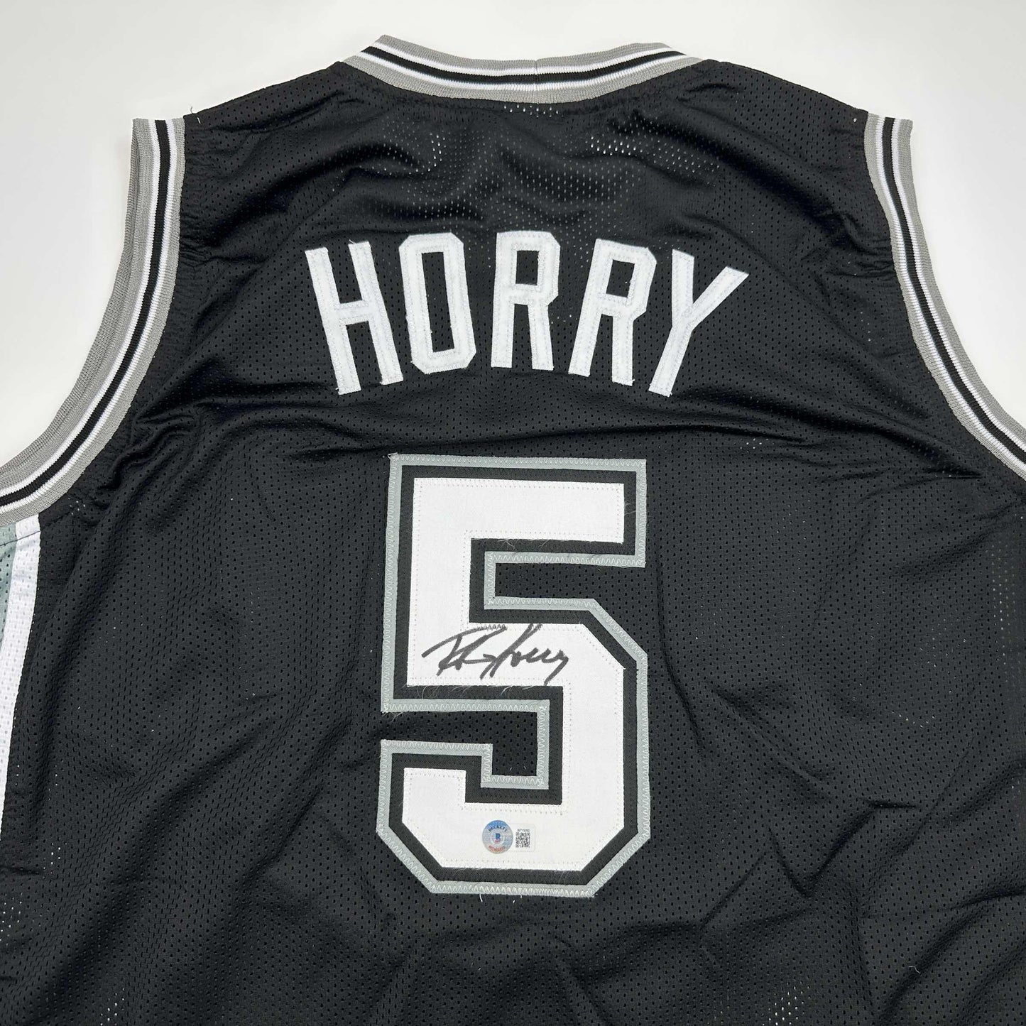 Autographed/Signed Robert Horry San Antonio Black Basketball Jersey Beckett BAS COA