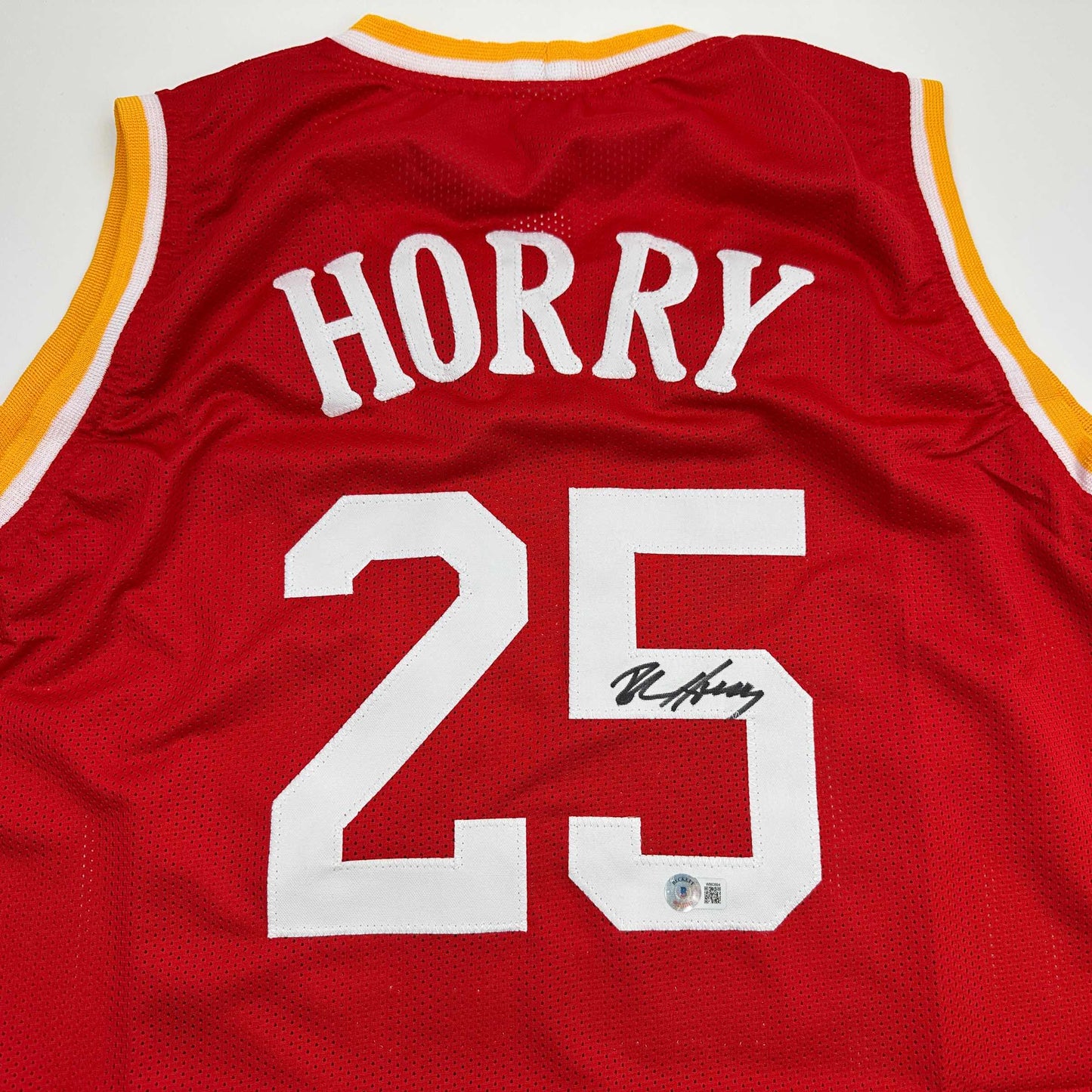Autographed/Signed Robert Horry Houston Red Basketball Jersey Beckett BAS COA