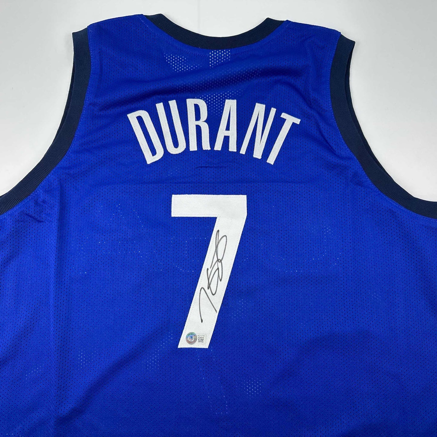 Autographed/Signed Kevin Durant United States USA Olympics Blue Basketball Jersey Beckett BAS COA