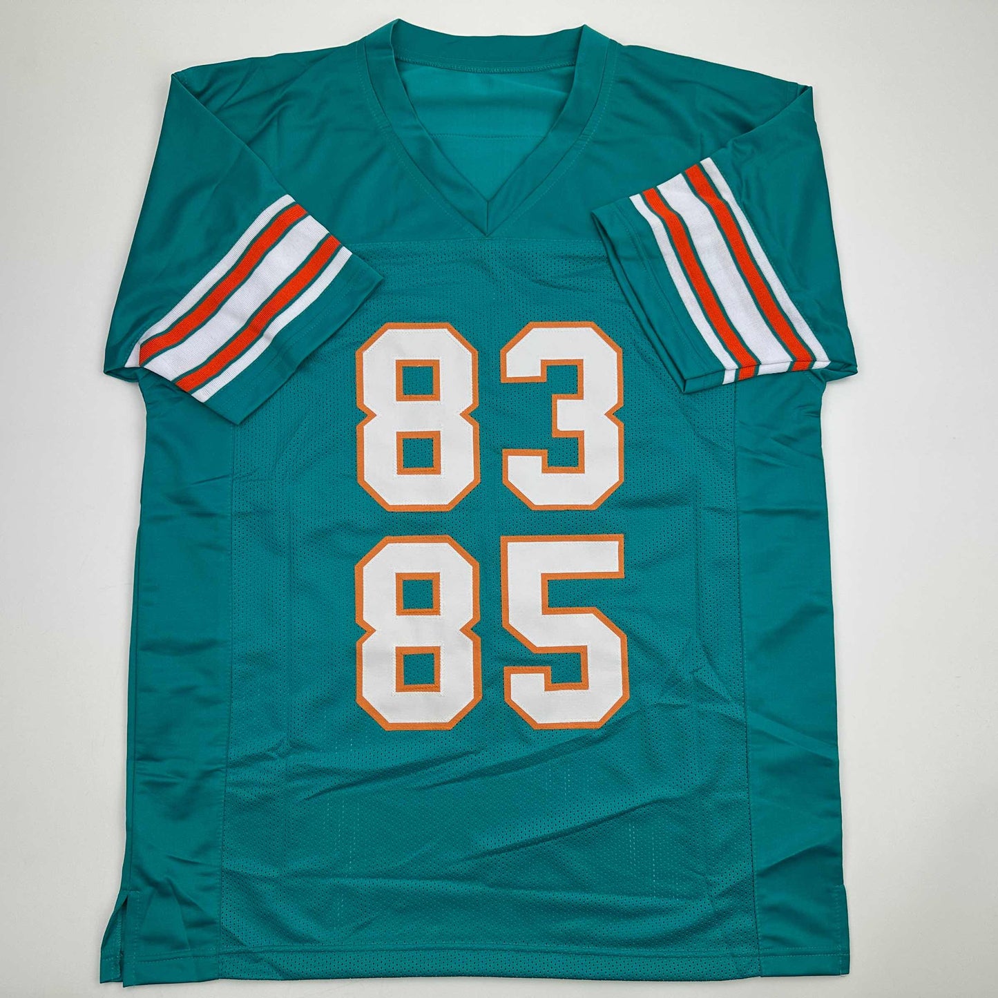 Autographed/Signed Marks Brothers Mark Clayton & Mark Duper Miami Teal Football Jersey JSA COA