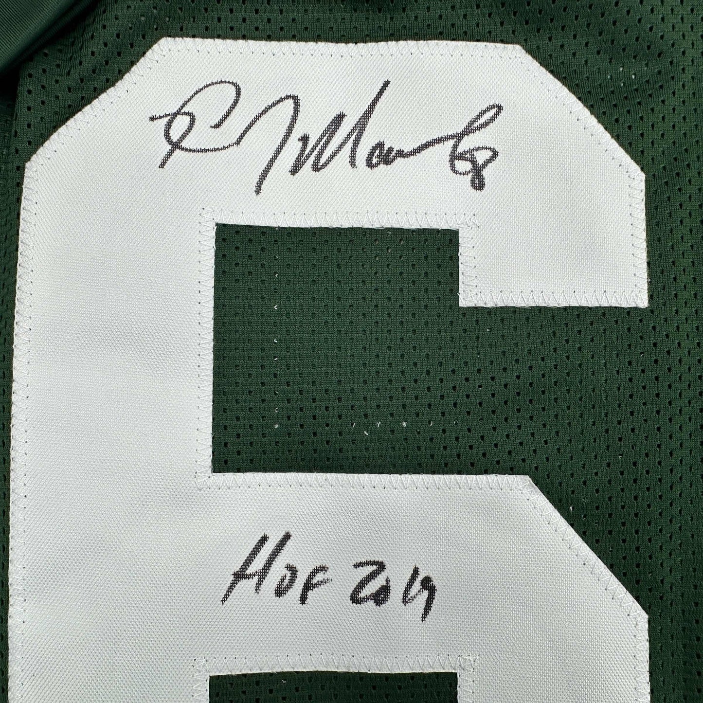 Autographed/Signed Kevin Mawae HOF 2019 New York Green Football Jersey Beckett BAS COA