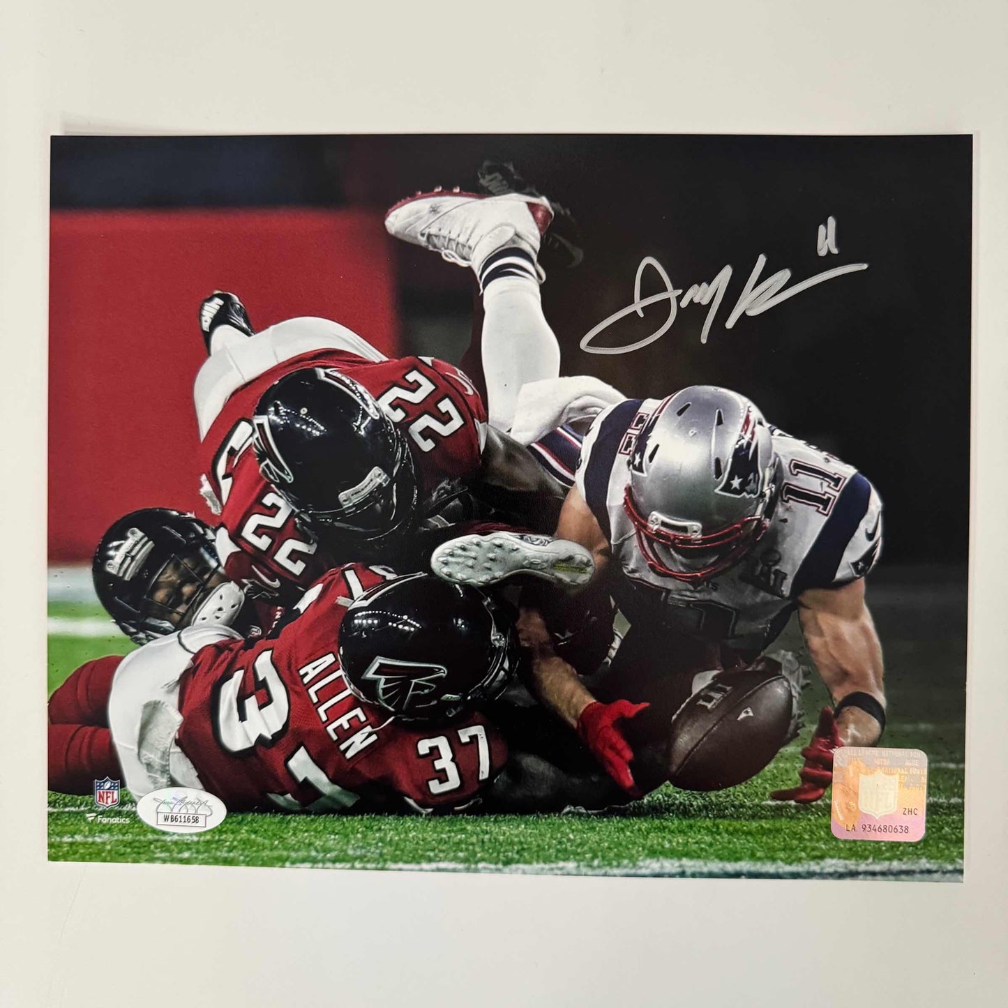Autographed/Signed Julian Edelman New England Patriots 8x10 Football Photo JSA COA