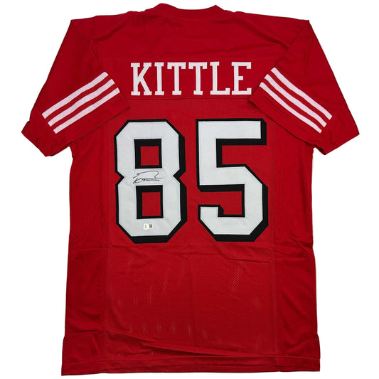 Autographed/Signed George Kittle San Francisco Red Alternate Football Jersey Beckett BAS COA