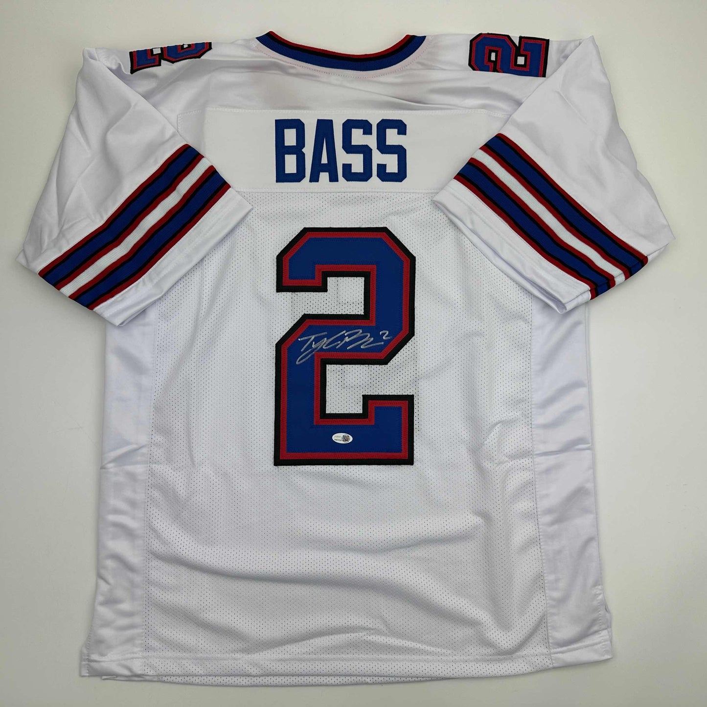 Autographed/Signed Tyler Bass Buffalo White Football Jersey JSA COA