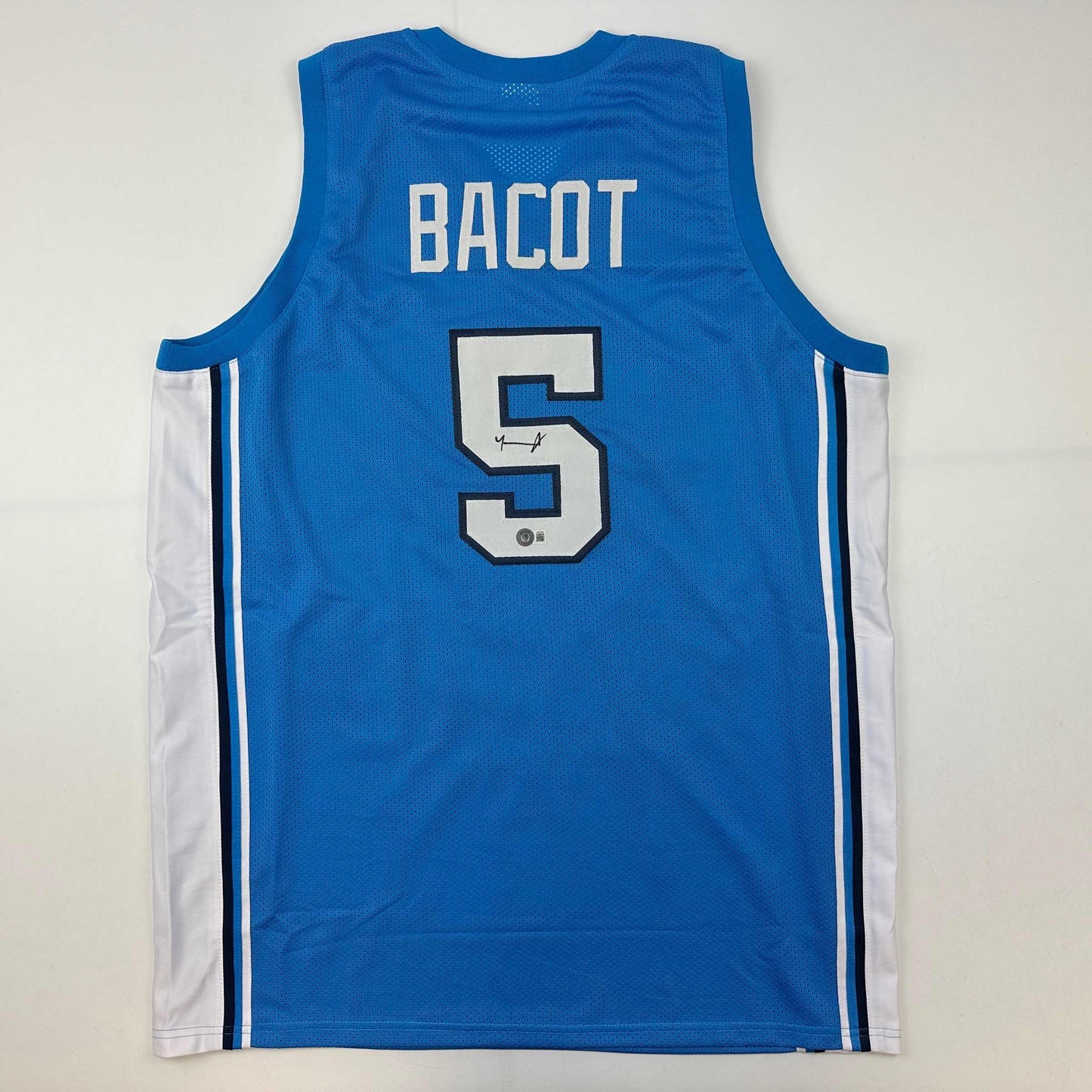 Autographed/Signed Armando Bacot UNC North Carolina Blue College Basketball Jersey Beckett BAS COA