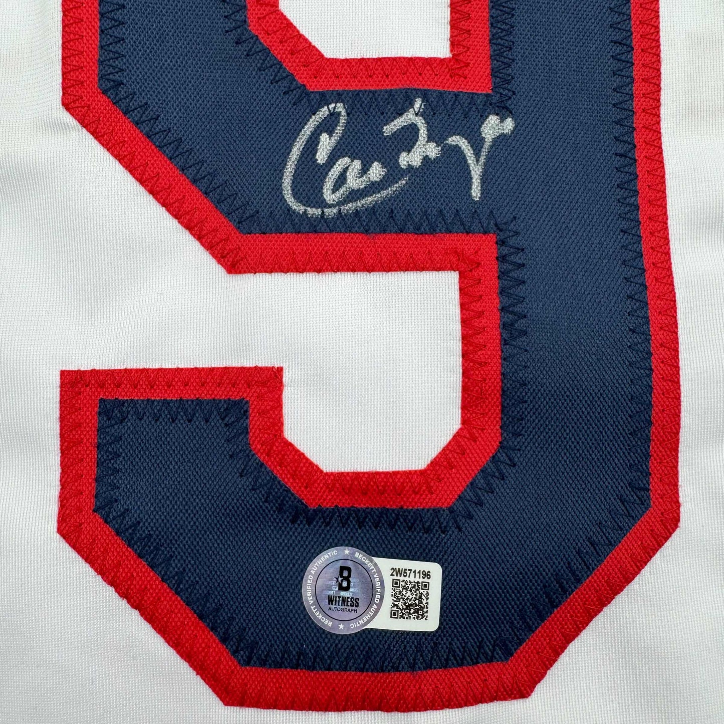 Autographed/Signed Carlos Baerga Cleveland White Baseball Jersey Beckett BAS COA