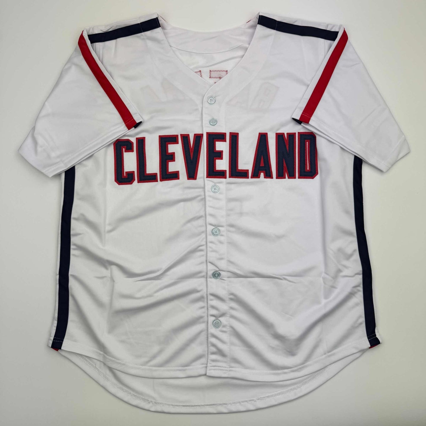 Autographed/Signed Carlos Baerga Cleveland White Baseball Jersey Beckett BAS COA