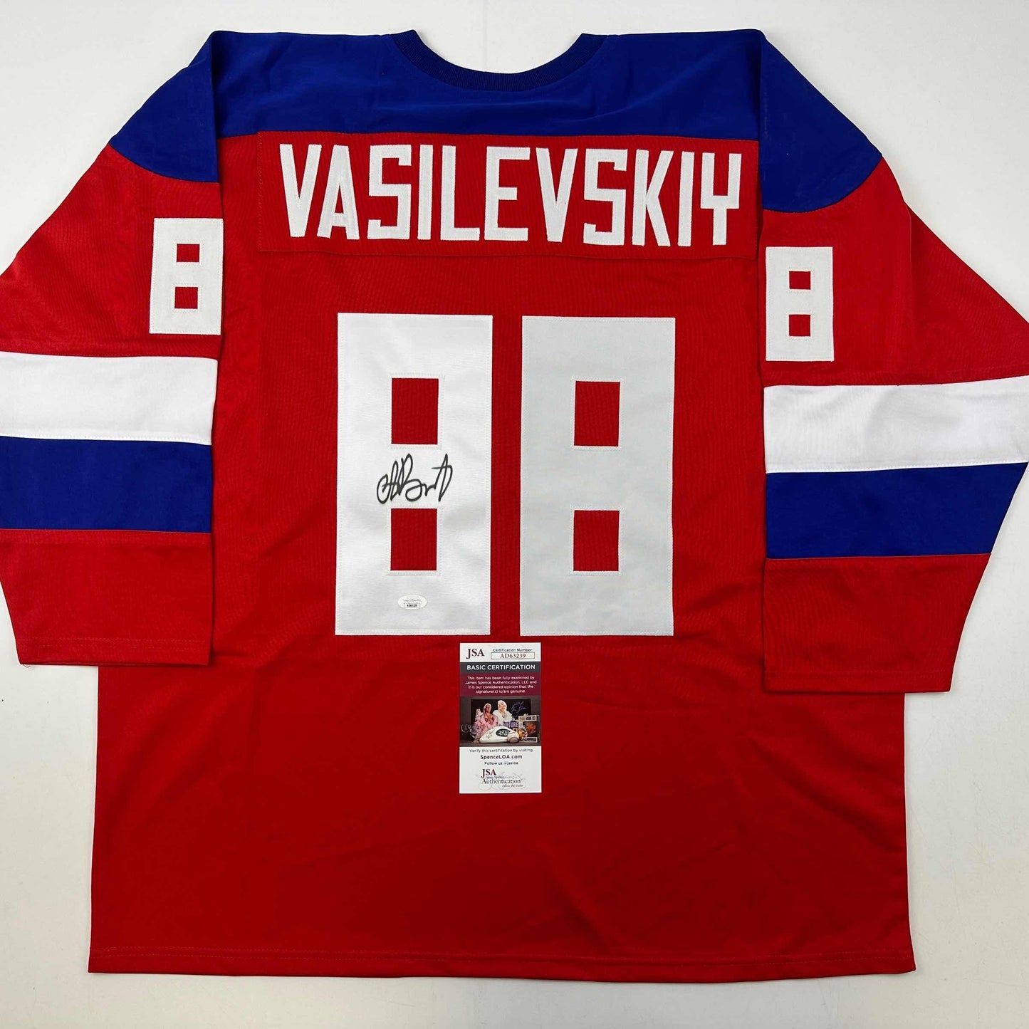 Autographed/Signed Andrei Vasilevskiy Team Russia Red Olympics Hockey Jersey JSA COA