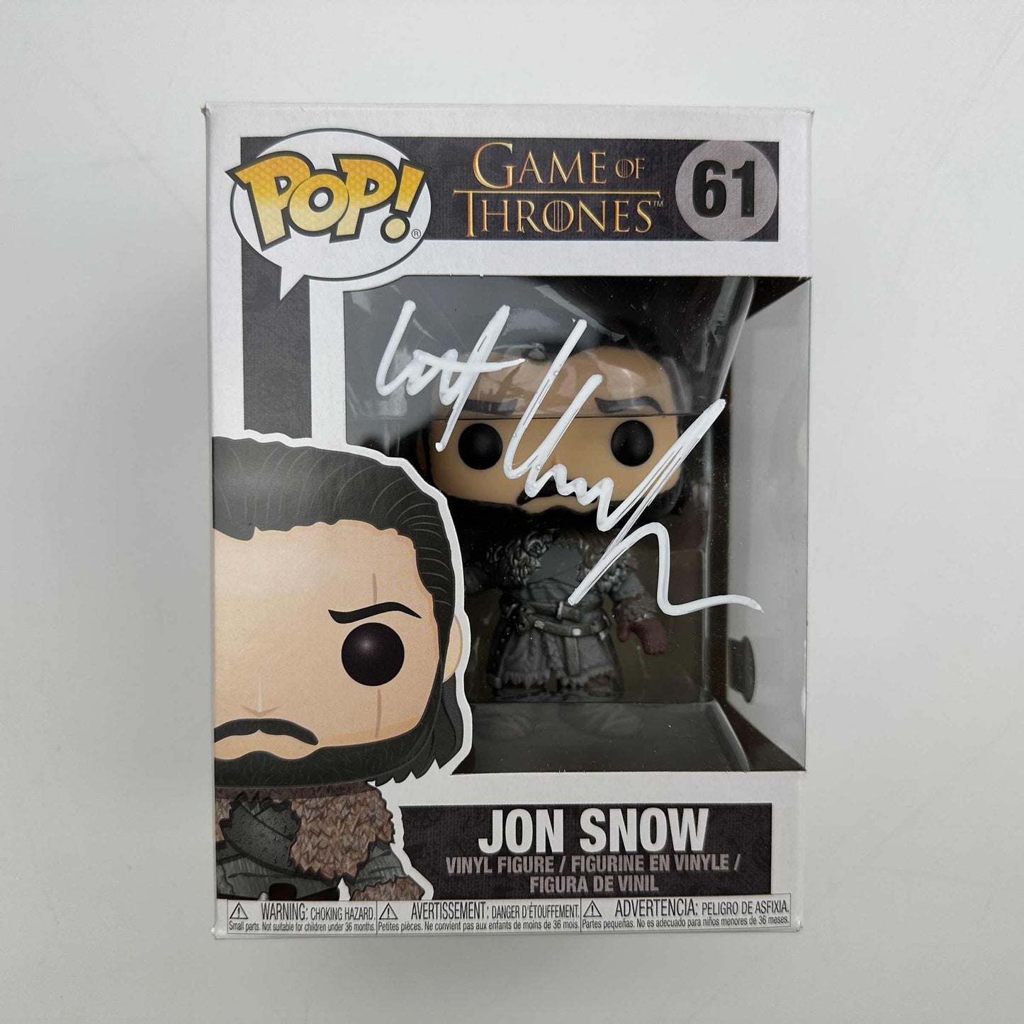 Autographed/Signed Kit Harrington Jon Snow #61 Game of Thrones Funko Pop TV Television Figurine Toy Beckett BAS COA